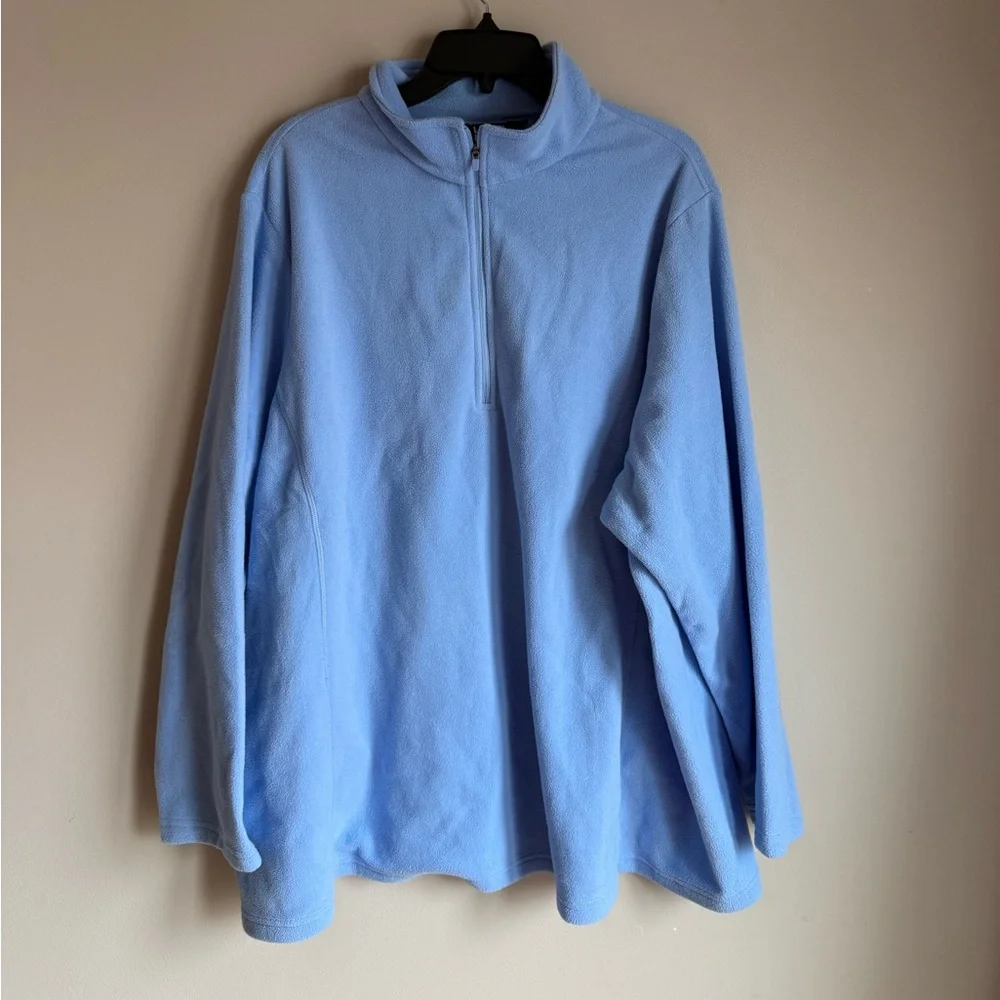 Plus Size Lands'‎ End 1/4-Zip Fleece Pullover Size 3X Sky Blue